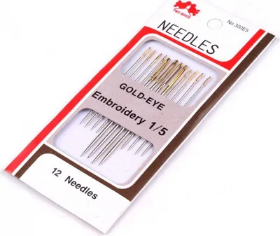 Produktbild von 12 Sticknadeln Two-Birds 1/5 Gold-Eye mit Spitze, Nadeln zum Sticken