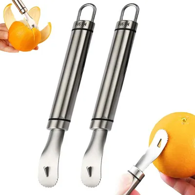 Produktbild von Orangenschäler 2er Set, Edelstahl Sparschäler– Zitrusfrucht Schäler für Orangen & Grapefruit