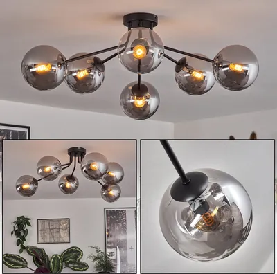 Produktbild von Fossobiubo Deckenlampe aus Metall/Glas in Schwarz/Rauchfarben