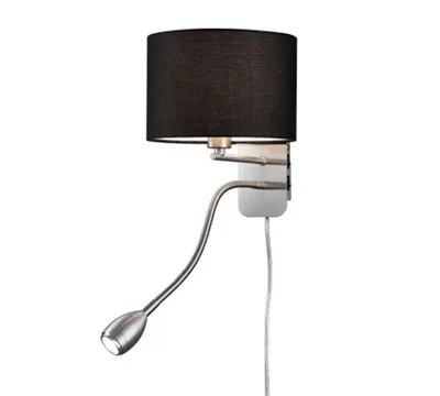 Productafbeelding van Wandlamp Series 2711 met leeslamp en zwarte kap