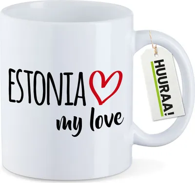 Produktbild von Huuraa Kaffeetasse Estonia my love 330ml Weiß Keramik Kaffeebecher Geschenkidee