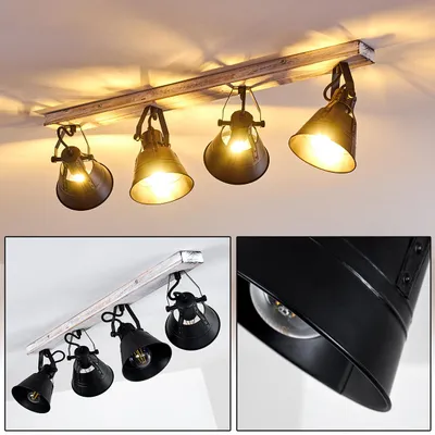 Produktbild von Croce »Croce« verstellbare Deckenlampe aus Metall/Holz in Schwarz