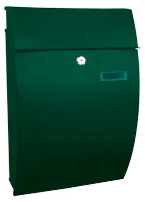Produktbild von Wandbriefkasten Geronan mit Namensschild | HxBxT 48x32,2x15,5cm | Einwurföffnung 24x4cm | Grün