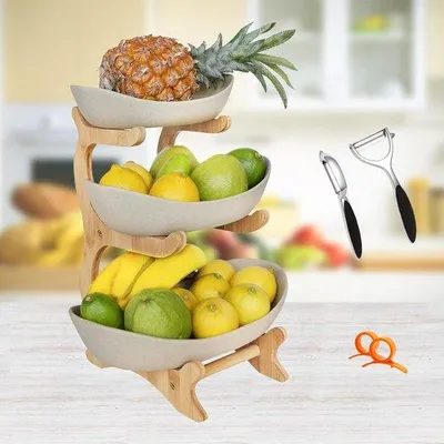 Image de Corbeille à fruits - Corbeille à fruits, bol à fruits au design moderne_22 x 13,5 x 32 cm ;