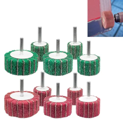 Produktbild von 10-teilige Schleifscheiben, 60/50/40/30/25mm, Schleifmop-Set, Vlies-Schleifscheiben zum Reinigen und Entfernen von Farbe und Oxid,6 mm