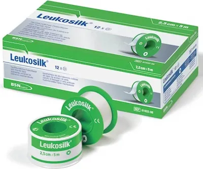 Productafbeelding van 12 rollen Leukosilk® pleisters zonder beschermrand - 1,25 cm x 5 meter