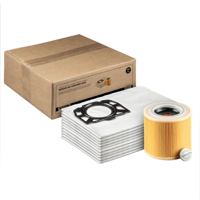 Produktbild von SQOON 10 Staubsaugerbeutel + Filter für Kärcher WD2 und WD3 | passend für KFI 357, 487, KFI 3310 | Nass Trockensauger