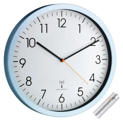 Produktbild von Analoge Funk-Wanduhr 305 mm TFA 60.3517, mit Aluminiumrahmen und leisem Uhrwerk