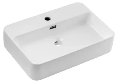 Zdjęcie produktu dla Umywalka Nablatowa Ceramiczna 55X38 Cm Biały Połysk Prostokątna