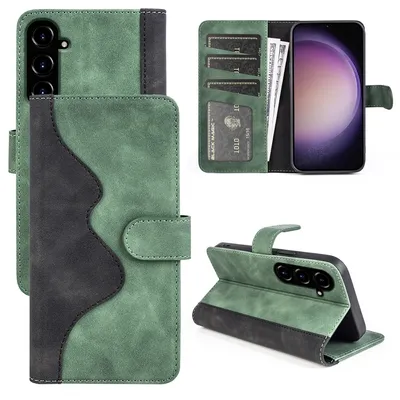 Immagine prodotto di Per Samsung Galaxy S23 FE 5G Design Custodia protettiva per telefono cellulare Pelle finta verde Bookcover