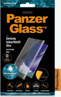 The image shows the retail packaging for a PanzerGlass screen protector.