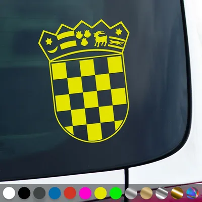 Produktbild von PantherPixel Kroatien Aufkleber Wappen Croatia Hrvatska Sticker Auto Geschenkidee Farbe Neon-Gelb