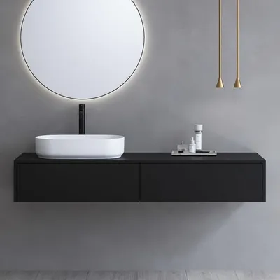 Image de Console de salle de bain design, 150 cm, avec 2 tiroirs