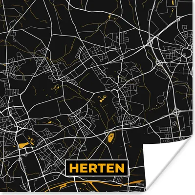 Produktbild von MuchoWow® Poster Hirsche - Stadtplan - Karte - Deutschland - Gold 50x50 cm - Wohnzimmerdekoration
