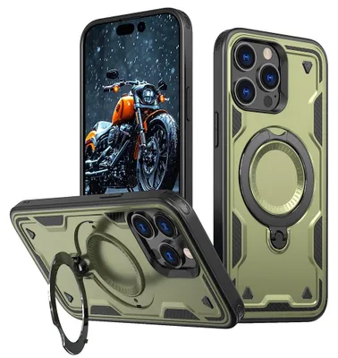 Produktbild von iPhone 14 Pro Hülle - Coverup Armor Back Cover met MagSafe Compatible Kickstand - Grün