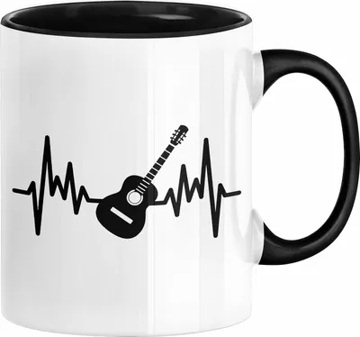Produktbild von Gitarrist Geschenk Tasse für Gitarrenspieler Männer Geschenkidee Herzschlag Gitarre Kaffee-Becher (Schwarz)