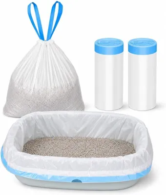 Produktbild von Katzentoilettenbeutel 66 x 30 cm, 40 Stück, mit Kordelzug, reißfest, auslaufsicher, für Katzenklo