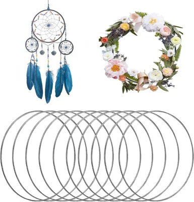 Produktbild von Set mit 10 versilberten Metallringen – 10 cm, für DIY-Traumfänger/Blumen/Hängedekorationen