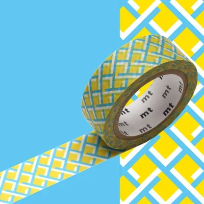 Image de Ruban adhésif décoratif à fond jaune - 1,5 cm x 7 m