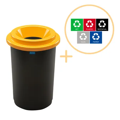 Zdjęcie produktu dla Plafor – Kosz na segregację odpadów 50 l – Recykling – Żółty