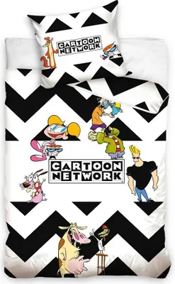 Obrázek produktu pro Carbotex Bavlněné povlečení 140x200 CARTOON NETWORK bílý černý povlak na polštář 70x90 C24