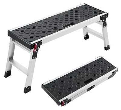 Obrázek produktu pro Pracovní plošina VEVOR, 910x310x420 mm, skládací hliníková plošina, nosnost 226,8 kg, mobilní plošina s bezpečnostním zámkem a podložkami, přenosné schodiště pro údržbu, malování a opravy