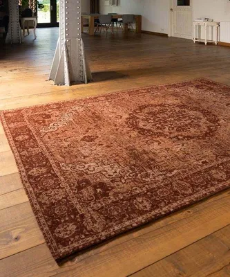 Obrázok produktu pre Uniqoos® Heritaged Vintage – koberec v tradičnom štýle, farba hnedá, 140x200 cm – ručne tkaný z chenille, ručne vyrobený, 100% bavlna