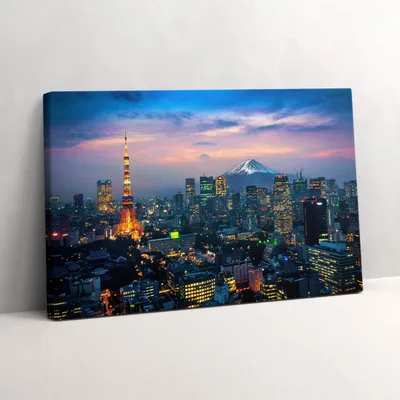 Produktbild von Stadt bei Nacht – Leinwandbild Wandbild – 60x40 cm – Leinwandbilder – Wandbilder – Schlafzimmer – Flur