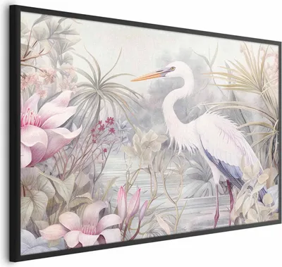 Produktbild von Posterpapier Poster - Heron Wading in a Pond - illustration in light colors 90x60 cm Tiere g-C-10155-ao-a
