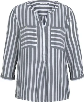 Produktbild von Gestreifte 3/4 Arm Bluse V-Ausschnitt Business Tunika Top NEU | 44