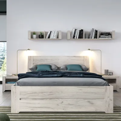 Produktbild von Schlafzimmer Set 5-teilig AMANTEA-129 mit Bett 140x200cm in weiß Eiche