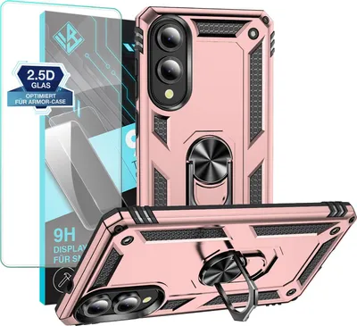 Produktbild von Armor Outdoor Handyhülle für Samsung Galaxy S25 Edge Handy Panzer Case Schutzhülle mit 9H Displayglas Displayschutz Farbe: Rosegold