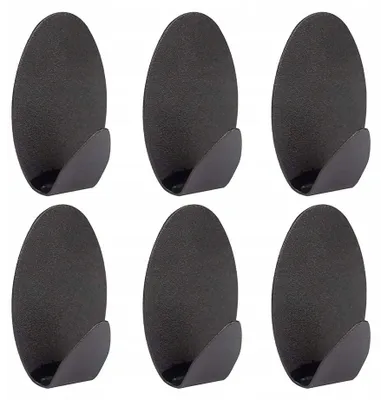 Produktbild von Rodeno 6x Schwarze Selbstklebende Ovalstahl Haken Badezimmer