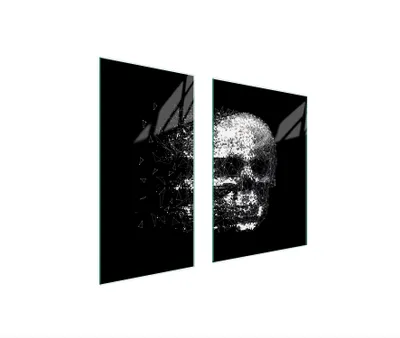 Produktbild von Herdabdeckplatten 2 teilig 75x52 Glaskeramikkochfeld Abdeckung Glas Schneidebrett Schädel Schwarz