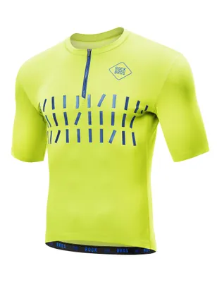 Produktbild von ROCKBROS Herren Fahrradtrikot Kurzarm Schnelltrocknend Jersey mit 3 Rückentaschen Radtrikot für MTB Hellgrün EU Größe XXL
