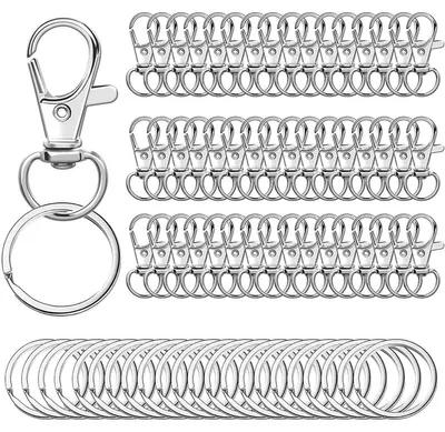 Produktbild von INF Schlüsselanhänger Set aus Zinklegierung 25 Karabiner 25 Ringe Silber