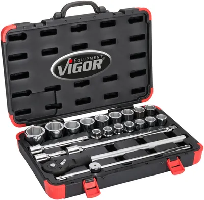 Produktbild von VIGOR Steckschlüssel Satz V2318N 3/4" Außen Sechskant Profil 21-teilig 19 – 50