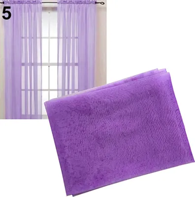 Produktbild von Glasgarn schiere Fenster Volant Vorhang reine Farbe Schlafzimmer Home Hochzeit Nachbildung lila 100cm x 200cm (auf Stange)