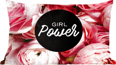 Produktbild von MuchoWow® Zierkissen Sofakissen Wohnzimmer Dekokissen 60x40 cm Zitate - 'Girl power' - Sprichwörter - Kopfkissen - Polster mit Foto