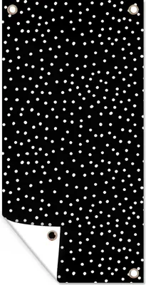 Produktbild von MuchoWow® 40x80 cm Outdoor-Poster Gartendeko Sichtschutz Garten Poster für den Garten  Polka dots - Schwarz - Weiß