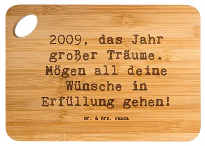 Produktbild von Mr. & Mrs. Panda Brett Spruch 2009 Geburtstag - Transparent - Geschenk, Schneidebrett, Frühstücksbrettchen, Geburtsjahr, schneidbrett, Holzbrett, Frühstücksbrett, Alter