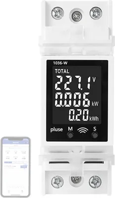 Obrázek produktu pro Verze WiFi, měřič jističů na lištu Din, 85 šC 265?V, 63?A, voltmetr, digitální měřič proudu a napětí, multifunkční detektor napětí, proudu, proudu, frekvenčního faktoru, LCD displej s funkcí paměti výpadku napájení