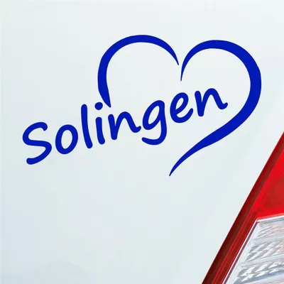 Produktbild von Auto Aufkleber Solingen Herz Stadt City Love Liebe Heimat 14x8 cm Dunkelblau Sticker Heckscheibenaufkleber