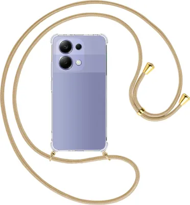 Produktbild von Handykette Backcover-Schutzhülle mit Band (Metall goldfarben) für Xiaomi Redmi Note 13 4G - caramel