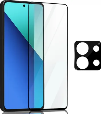 Produktbild von 1 Pack Xiaomi Redmi Note 13 Displayschutzfolie und 1 Pack Linsenschutz – gehärtetes Glas 9H – Super Qualität 3D