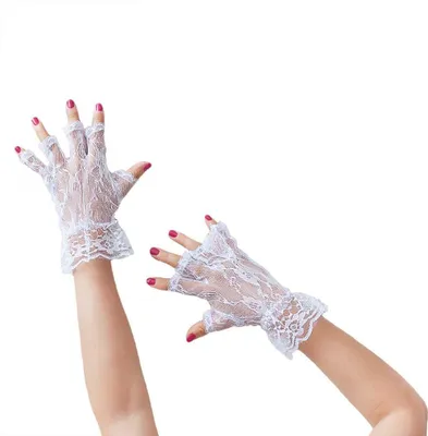 Produktbild von Oblique Unique Netzhandschuhe Spitze kurz Hochzeit Karneval Fasching - weiß