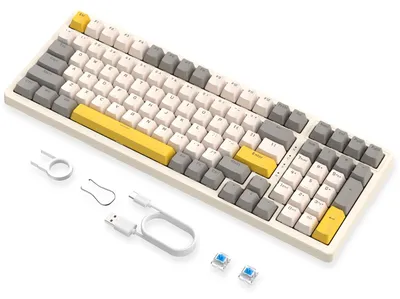 Immagine prodotto di Tastiera da gioco MAGIC-REFINER K3MAX, tastiera meccanica con retroilluminazione RGB a 18 colori, cablata. Tastiera Apex Pro TKL con tasti sostituibili, 100 tasti con tastierino numerico, anti-ghosting, imbottitura in schiuma EVA, interruttori blu, compatibile con Windows/Mac