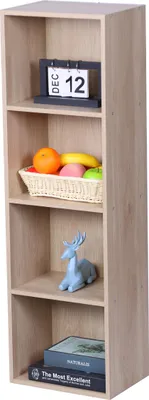 Image de Étagère Relaxdays, H x l x P : 106 x 32 x 24 cm, 4 compartiments, étagère cubique, étagère ouverte pour le salon, chêne