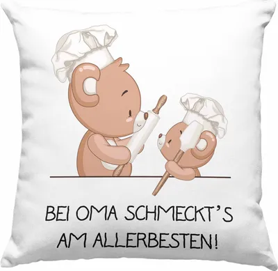 Produktbild von Trendation - Oma Geschenk Geschenkidee von Enkel Enkelin Geburtstag Geschenke Großmutter Deko-Kissen mit Füllung 40x40 Becher (Rosa)