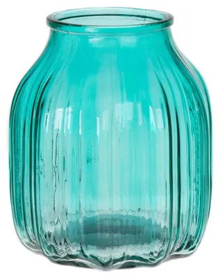 Produktbild von Bellatio Design Blumenvase - turkisblau transparentes Glas - 14 x 16 cm - Vase